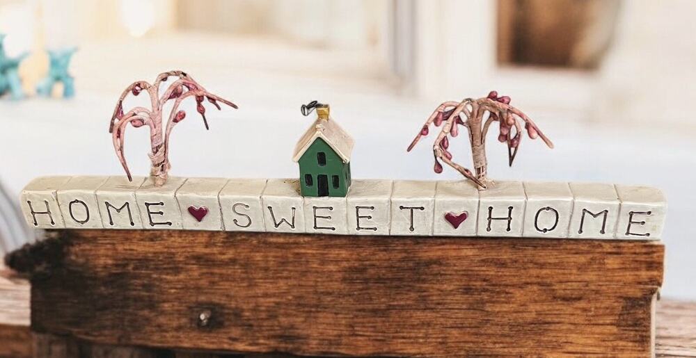 HOME SWEET HOME SIGN Vintage Primitive Country SUZI SKOGLAND 1582-34